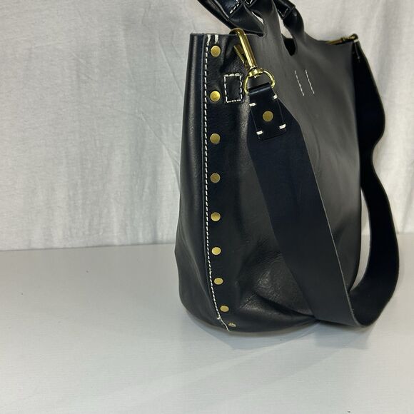 Madewell Edinburgh Bucket Tote Bag Black Leather Shoulder Purse - Picture 3 of 11